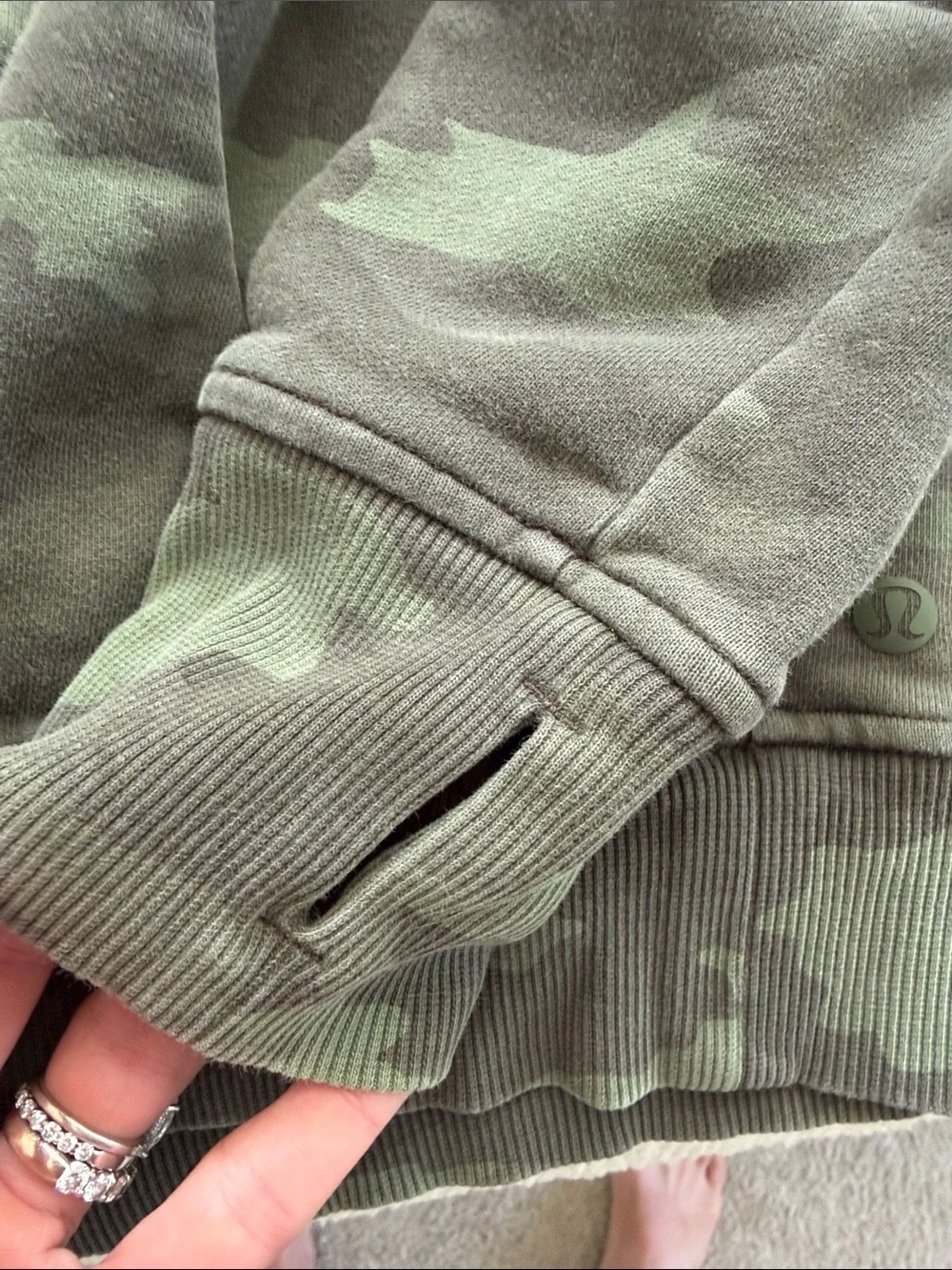 lululemon athletica Olive Camo Crewneck Sweatshirt
